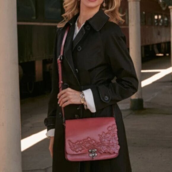 Patricia Nash Cecina Flap Old Rose Leather Tooled Crossbody Pink - Picture 2 of 12